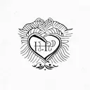 Small heart with initials K and A and I tattoo design idea
