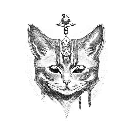 tarot card high priest cat black tattoo design idea