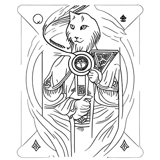 tarot card high priest cat black tattoo design idea