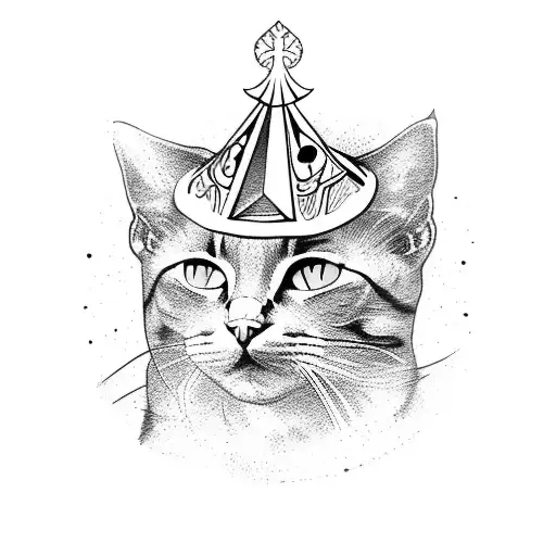 tarot card high priest cat black tattoo design idea