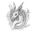 dragon, hare and horse separate from each other tattoo design idea