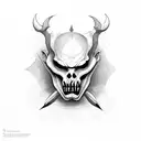 strange devil face with a cigarrete  tattoo design idea