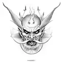 strange devil face with a cigarrete  tattoo design idea