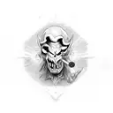 strange devil face with a cigarrete  tattoo design idea