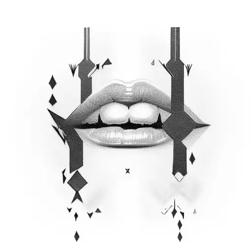 Red Lipstick Kiss Mark Cyber Sigilism tattoo design idea