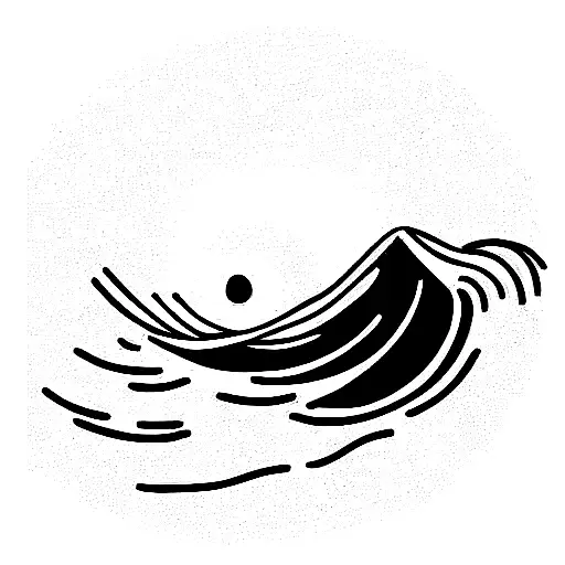 ocean with wave and water and sun tattoo design idea