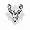 A blackwork tattoo of an Aries ram with circuit board patterns incorporated into its horns tattoo design idea