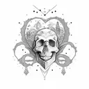 Skyline, skull, heart  tattoo design idea