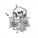 Skyline, skull, heart  tattoo design idea