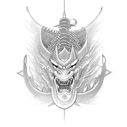 Samurai and ninja dragon brothers  tattoo design idea