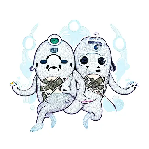 create Finn and Jake from adventure time  tattoo design idea