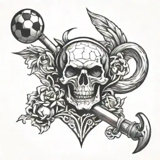 sicilian trinacria smoking a cigarette with soccer ball and sewing needle tattoo design idea
