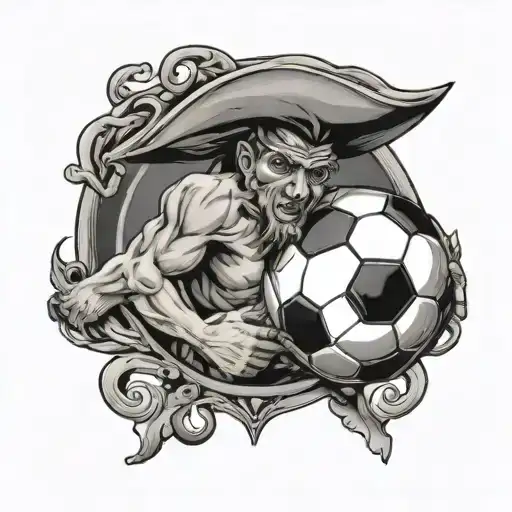 sicilian trinacria with soccer ball tattoo design idea
