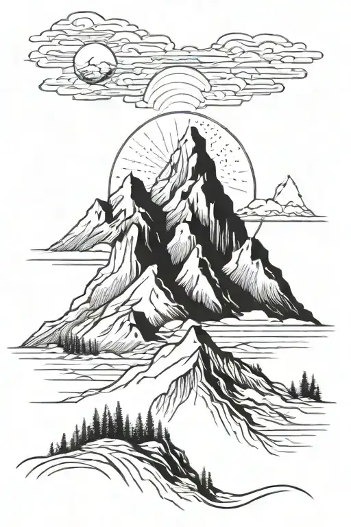 atheist, mountains, journey tattoo design idea