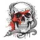 skull and snake tattoo design idea