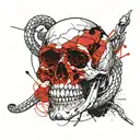 skull and snake tattoo design idea