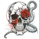 skull and snake tattoo design idea