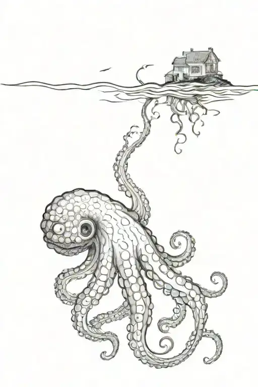 Through and octopus tattoo design idea