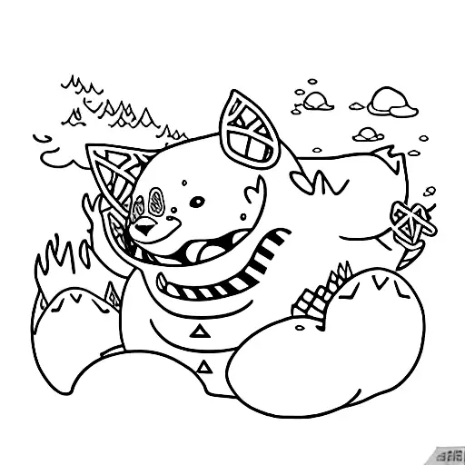Snorlax with japanese tattoo tattoo design idea