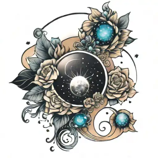 universe gratitude blessing tattoo design idea