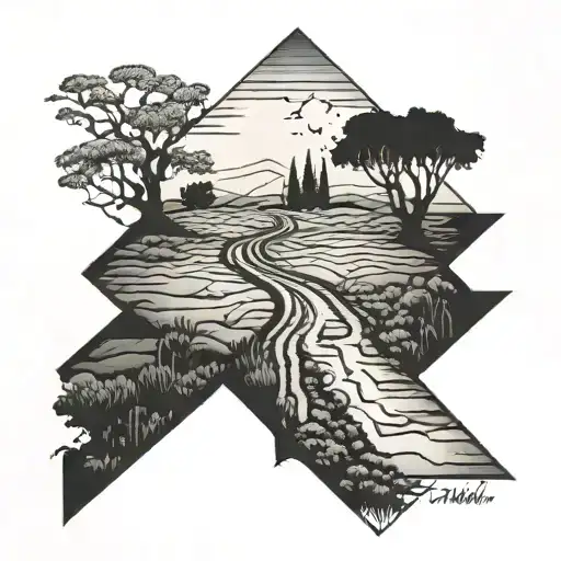 Endless road walking past your past present future tattoo design idea