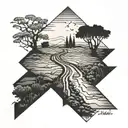 Endless road walking past your past present future tattoo design idea