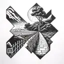 Endless road walking past your past present future tattoo design idea