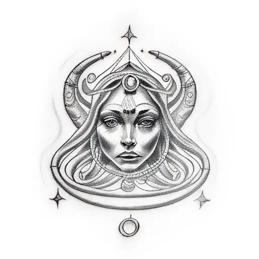 A highly realistic tattoo of the libra horoscope goddess tattoo design idea