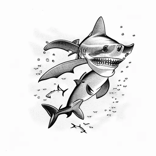 Shark drinking port wine tattoo design idea