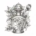 perfume bottle tattoo design idea