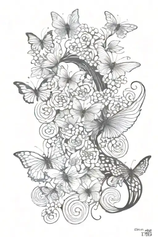 japanese symbols, butterflies tattoo design idea