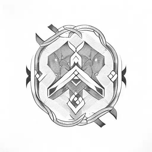 A minimalist design featuring intricate Nordic runes intertwined with delicate lines, no larger than 20 cm tattoo design idea