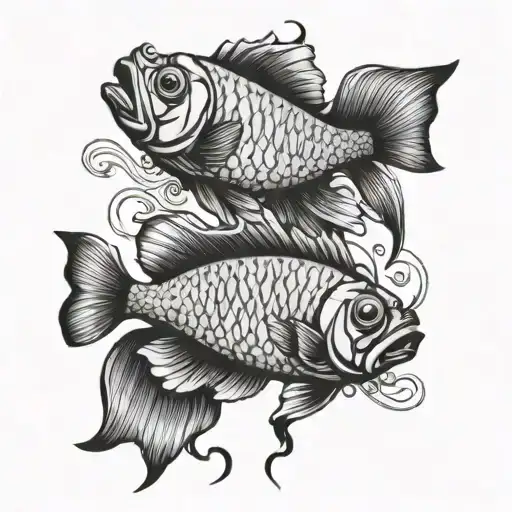 zander fish gemini tattoo design idea