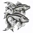 zander fish gemini tattoo design idea