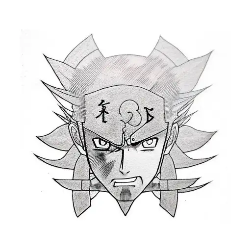 half face Roronoa Zoro half face sasuke tattoo design idea
