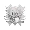 half face Roronoa Zoro half face sasuke tattoo design idea
