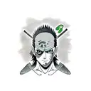 half face Roronoa Zoro half face sasuke tattoo design idea