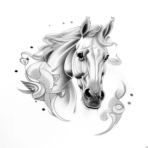 HORSE WITH WING tattoo design idea