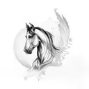 HORSE WITH WING tattoo design idea