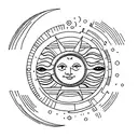 A Sun and Moon, symbolizing finding balance in life and finding one's way through the light and dark times in life tattoo design idea
