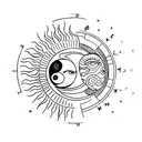 A Sun and Moon, symbolizing finding balance in life and finding one's way through the light and dark times in life tattoo design idea