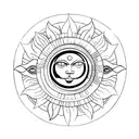 A Sun and Moon, symbolizing finding balance in life and finding one's way through the light and dark times in life tattoo design idea