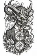 time and devil wears a suit tattoo design idea