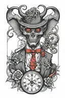 time and devil wears a suit tattoo design idea