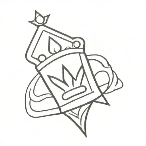 spade with tilted crown on top black and white  tattoo design idea