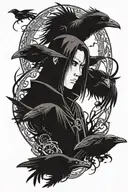 Itachi Uchiha with crows tattoo design idea