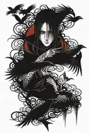 Itachi Uchiha with crows tattoo design idea