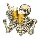 skeleton holding a beer in one hand a smart phone in the other tattoo design idea