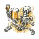 skeleton holding a beer in one hand a smart phone in the other tattoo design idea