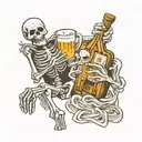 skeleton holding a beer in one hand a smart phone in the other tattoo design idea